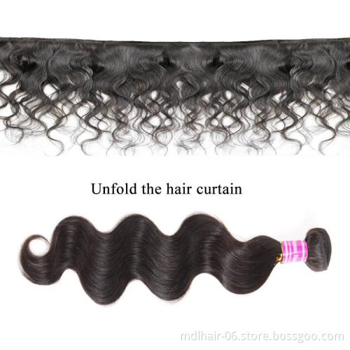 10A  Curticle Aligned Unprocessed Human Hair Body Wave Human Hair Extension  Bundles With Closure